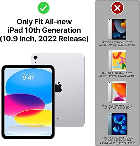 BMOUO Yeni iPad 10th Nesil Kılıf-iPad 10.9 2022 Kılıf Ekran Koruyucu, 360 Döner Stant ve kalemlik ve El ve Omuz Askısı