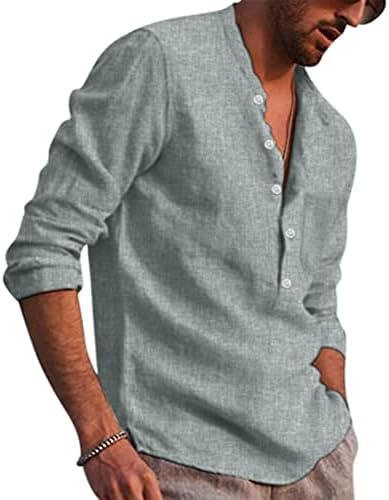 Elbise Gömlek Erkekler için slim fit uzun kollu erkek gömlek Düz Renk Üstleri Gömlek Yuvarlak Boyun Moda Üst Gömlek
