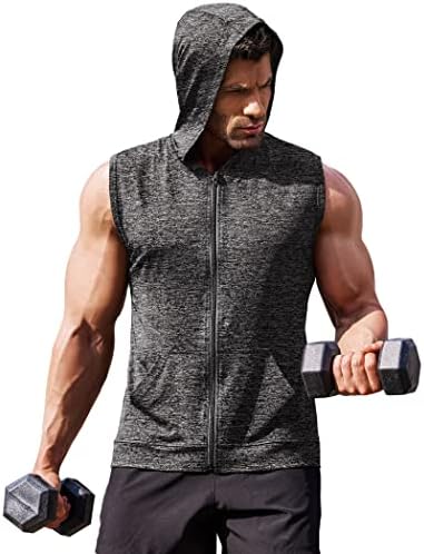 COOFANDY erkek Egzersiz Kapüşonlu Tankı Üstleri Zip Up Kas Vücut Geliştirme Fitness Gömlek Kolsuz Spor Hoodies