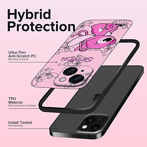 BBG Dikiş Telefon Kılıfı Sevimli Çizgi Karakter Kapağı Sadece iPhone 13 Kılıfı için Benzersiz Tasarım-Pembe