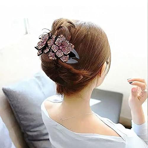 Kaymaz Saç Pençe Basit Bayan Çift Çiçek Başın Arkası Renkli Kadın Saç Pençe saç aksesuarları Kore Tarzı saç tokası