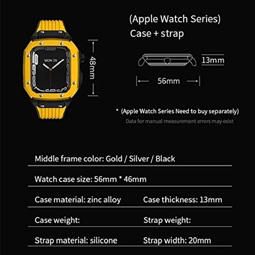 KANUZ Alaşım İzle Vaka Kayışı apple saat bandı Serisi 7 45mm Modifikasyon mod seti saat kayışı (Renk : 10mm Altın