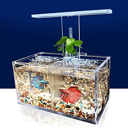 UXZDX Akrilik Balık Tankı Ücretsiz Su Değişimi İzolasyon Kutusu ile LED masa lambası Su pompa filtresi Akvaryum Ofis