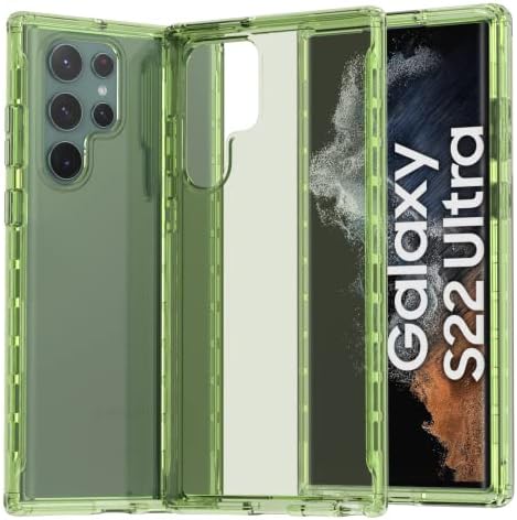 Cbus Kablosuz Tam Vücut Silikon Kılıf için Cam Ekran Koruyucu ile Samsung Galaxy S22 Ultra (Yeşil)