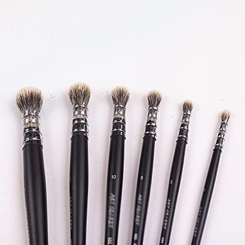 JYDQM 6 ADET Saç Doğal Ahşap Çubuk Kolu Yağ ve Akrilik Resim Sanatı Boya Fırçası Çizim için
