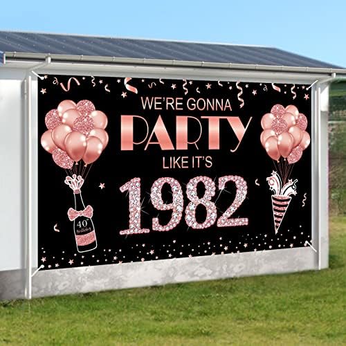 40th Doğum Günü Afiş Zemin Süslemeleri Kadınlar için, gül Altın Biz Gonna Parti Gibi 1982 İşareti Mutlu 40 Doğum Günü