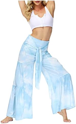 TOPUNDER Bayanlar Flowy Düz Bacak Pantolon Moda Sweatpants Kadınlar için Gevşek Pantolon Geniş Bacak Pantolon Sapanlar