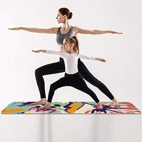Unicey Kalın Kaymaz Egzersiz ve Fitness 1/4 Yoga mat El Boyalı Soyut Çiçek Baskı Yoga Pilates ve Zemin Fitness Egzersiz