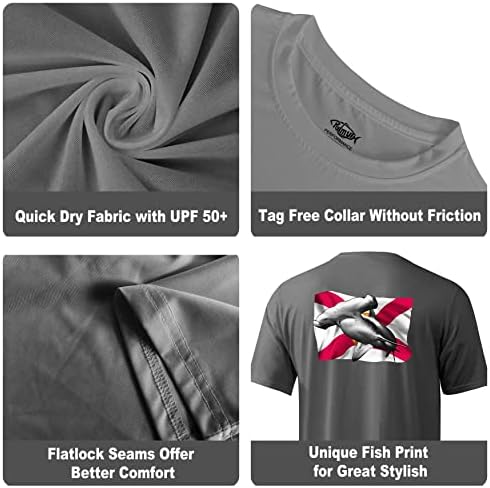 Palmyth erkek Balıkçılık Gömlek Kısa Kollu Güneş Koruma UV UPF 50 + SPF T-Shirt
