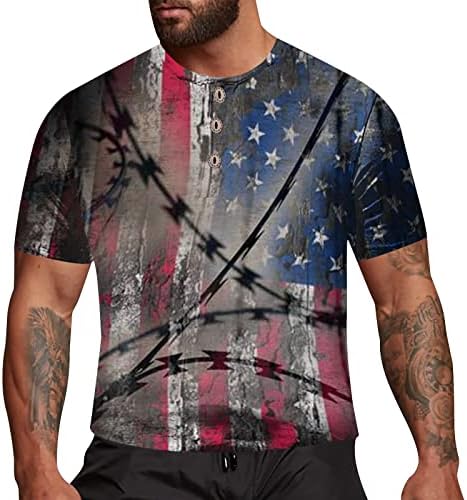 2023 Yeni erkek Amerikan Bayrağı Vatansever Kısa Kollu Bağımsızlık Günü T Shirt Üstleri Sevimli Uzun Kollu Gömlek