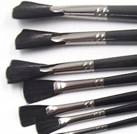 7 Adet Fan Boya Fırçaları, Anti-Dökülme Naylon Saç Ahşap Saplı Sanatçı Boya Fırçası Seti Suluboya, Akrilik, Yağ, Tempera