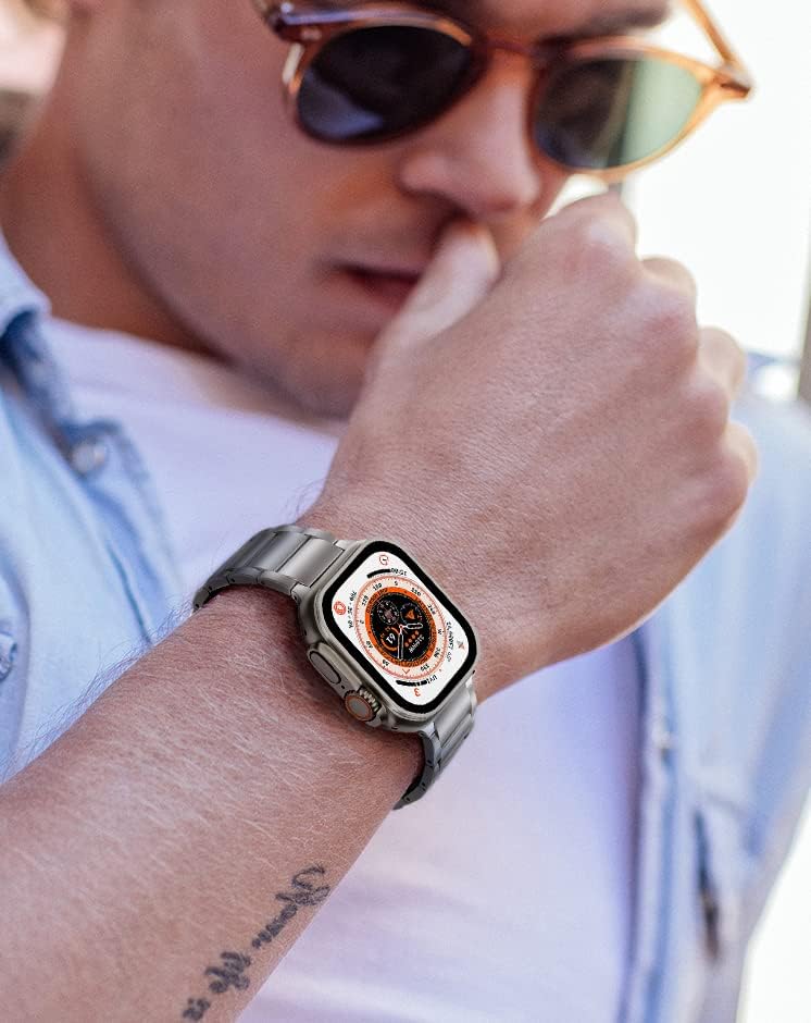 YEEJOK Apple Watch Ultra Band ile Uyumlu 49mm Titanyum Erkekler Kadınlar için, Apple saat kordonları için Uyumlu 45mm