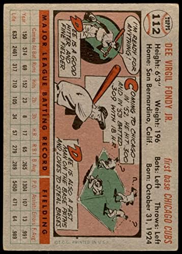 1956 Topps 112 GRY Dee Fondy Chicago Cubs (Beyzbol Kartı) (Gri Arka) VG Cubs