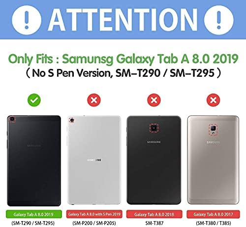 ProCase Galaxy Tab A 8.0 2019 T290 T295 Açık Gri İnce Sert kılıf Paketi ile 2 Paket Temperli Cam Ekran Koruyucular