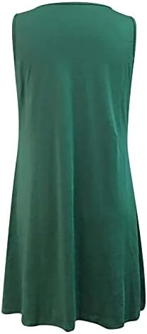 Yaz Casual Tank Elbise Kadınlar için Kolsuz Anahtar Deliği O-boyun Plaj Yensiz Dökümlü Moda Gevşek Fit Mini Elbiseler