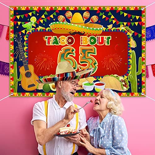 HAMİGAR 6x4ft Mutlu 65th Doğum Günü Afiş Zemin-Taco Bout 65 Fiesta Meksika Kaktüs Doğum Günü Süslemeleri Parti Malzemeleri