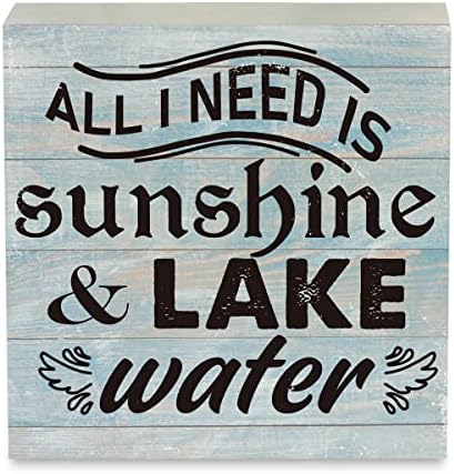 Ülke Göl Yaşamı Ahşap Kutu İşareti Rustik Tek İhtiyacım olan Güneş Işığı ve Göl Suyu Ahşap Kutu İşareti Dekoratif