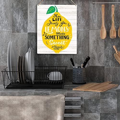 İlham verici Limon mutfak dekoru Hayat Size Limon Verdiğinde Tatlı Bir Şey Yapın Ahşap Asılı İşareti Ev Ofis Dekor