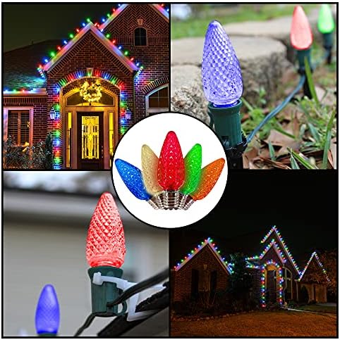 MİK Çözümleri C9 Noel ışıkları LED ampul (25'li paket) Pırıltı Çok renkli LED Yedek Noel ampulleri Yönlü güçlendirme