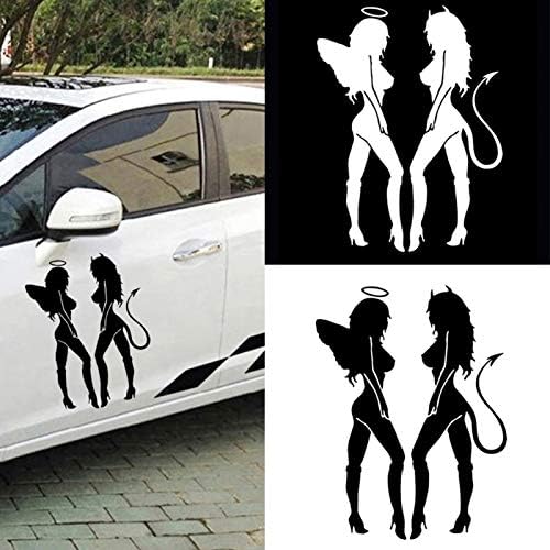 HaHawaii Araba Çıkartmaları, Melek Şeytan Seksi Kız Komik Araba Sticker Çıkartma Oto Kamyon Styling Dekorasyon-Beyaz