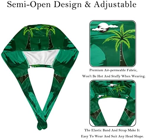 2 Adet Çalışma Kapaklar Düğme Kabak Kravat Geri Kabarık Şapkalar Nefes Saç Kapağı, Palmiye Ağacı Yeşil