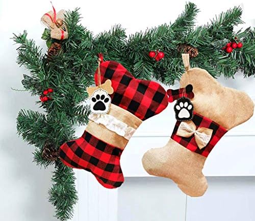 ALİMİTOPİA Noel Pet Çorap, köpek Kemik Santa Hediye Şeker Çanta Çorap Asılı Malzemeleri Noel Ağacı Dekorasyon için