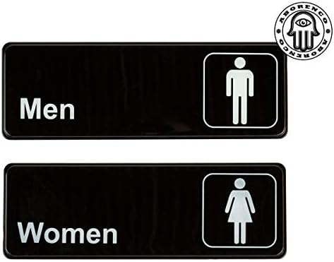 Erkekler ve Kadınlar Tuvaletler Ticari Tabelalar Seti Tuvalet Kapı Plakaları İş Restoranı için, 3 x 9