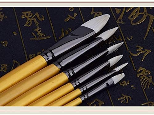RENSLAT Beyaz Saç Altın Uzun Ahşap Çubuk Boyama Fırçası 6 Adet Set Su Tebeşir Seti Fırça Sanat Malzemeleri Çizim Malzemeleri