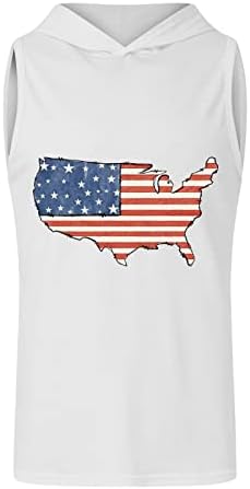 Bmısegm erkek t-shirtleri Erkek Bağımsızlık Günü Dijital 3D Bayrak Baskı Kapşonlu Kolsuz Yelek Üst T Düz T Shirt