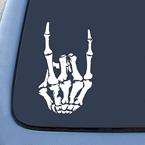 İskelet şeytan boynuzları el Sticker çıkartma dizüstü araba dizüstü 5.5 (Beyaz)