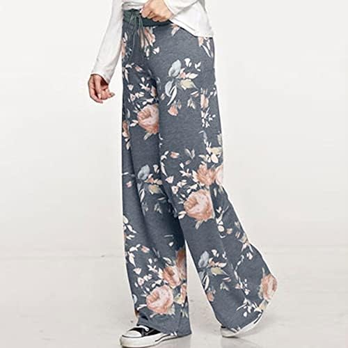 MIASHUI Kadın Pantolon Rahat Gevşek kadın Rahat Rahat Pijama Pantolon Çiçek Baskı İpli yazlık pantolonlar Kadınlar