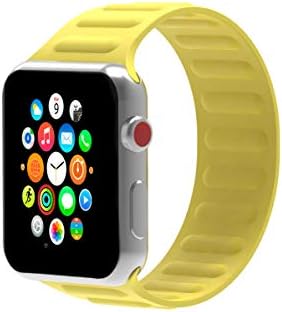 Apple Watch Serisi 654321SE Universal ile Uyumlu AB Silikon Tek Dönüşlü Kayış Bandı (4244: Boyut 10, Sarı)