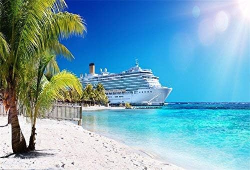 OFİLA Cruise Gemi Zemin 7x5ft Karayip Denizi Fotoğraf Arka Plan Palmiye Mercan Plaj Zemin Yaz Cruise Parti Sahil Tropikal