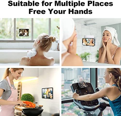 NA Duvara Monte Telefon Tutucu Ayarlanabilir Duş iPad Tutucu ile 2 Adet Metal Yapışkanlı Etiket, Alüminyum Duş Telefon