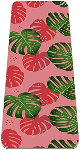 Siebzeh Palmiye Yaprakları Desen Yeşil Pembe Premium Kalın Yoga Mat Çevre Dostu Kauçuk Sağlık ve Fitness Her Türlü