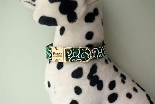 Kişiselleştirilmiş köpek tasması Metal Toka Adı Numarası Etiketi Kazınmış, Özel Erkek Kız Evcil Hayvanlar (M, Yeşil)