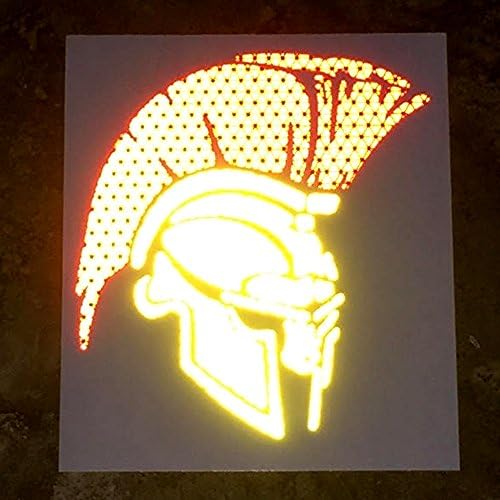 customTAYLOR33 Yüksek Yoğunluklu Sınıf Yansıtıcı Spartan Trojan Çıkartması (10 İnç x 8.9 İnç, Sarı/Altın Yüz Maskesi