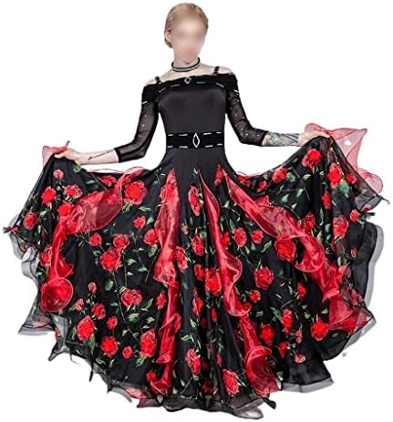 CCBUY Balo Salonu Dans Elbise Kadın Vals Elbise Saçak İspanyol Elbise Flamenko Kostümleri Dans Giyim Baskı Salıncak